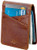 Slim Front Pocket Wallet Minimalist Mens Leather Bifold Wallet RFID Blocking Card Holder Brown