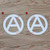 2X White 4'' Anarchy Symbol Decal Sticker Car Vinyl Round Die-Cut no Background