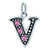 Q&Locket Pink Letter A-Z Alphabet Initial Charms Bead for Bracelets (V)