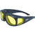 Motorcycle Safety Sunglasses Fits Over Glasses Yellow Lenses Meets ANSI Z87.1 Standards For Safety Glasses Has Soft Airy Foam Padding Comes with Storage Pouch and Strap