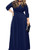 POSESHE Women's Solid V-Neck 3/4 Sleeve Plus Size Evening Party Maxi Dress Grey 4X-Large