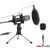 PEMOTech Studio Recording Microphone,Condenser Podcast Microphone,3.5mm Plug and Play Desktop Gaming Streaming Microphone with Pop Filter for Pc,Phone,Skype,Sing,YouTube