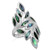 Silvershake Abalone Paua Shell Inlay White Gold Plated 925 Sterling Silver Bypass Leaf Ring Size 8