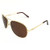 J+S Premium Military Style Classic Aviator Sunglasses, Polarized, 100% UV protection (Large Frame - Gold frame/Brown Lens)