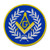 Wreathed Square & Compass Round Embroidered Masonic Patch - [Blue, White & Gold][3'' Diameter]