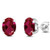 Gem Stone King 8x6mm Oval Red Created Ruby 3.00 Ct Silver Plated Brass Stud Earrings