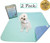 Kluein Pet Washable Pee Pads for Dogs 2 Pack XL 34 x 36 Aqua Reusable Puppy Pads Fast Absorbing Wee Mat  for Playpen Housebreaking Indoor Potty Training Whelping Incontinence Travel