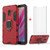 Phone Case for Samsung Galaxy A8 with Tempered Glass Screen Protector Cover and Magnetic Ring Holder Stand Kickstand Slim Hard Cell Accessories Glaxay A 8 2018 8A SM A530F A530 Women Girls Cases Red