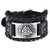AZORA Viking Bracelet Adjustable Bangle   Mens Leather Bracelet Handmade with Nordic Amulet   God All Father Odin Valknut Jewelry