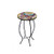 Liffy Outdoor Mosaic Side Table Butterfly Bench Small Patio Round Printed Glass Table for Garden Yard or Lawn