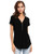 LUSMAY Womens Loose Fitting Zip Up Deep V Neck Short Sleeve Tops Tunic Casual T Shirts Blouse