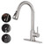 Kitchen Sink Faucet with Pull Down Sprayer Brushed Nickel Single Handle High Arc Pull Out Kitchen Faucets Single Level Stainless Steel Bar Kitchen Faucet with Deck Plate