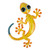 HONGLAND Metal Gecko Wall Decor Shaking Head Outdoor Yellow Lizard Sculpture Indoor Hanging Wall Art for Home Garden Yard