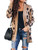 Soulomelody Msikiver Womens Leopard Print Cardigan Sweaters Lapel Open Front Long Sleeve Loose Comfy Outwear with Pockets
