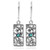 Stera Jewelry Retro 925 Sterling Silver Created Blue Fire Opal Rectangle Earrings with Floral Design