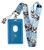 Panda Bear Print Lanyard w ID Badge Holder and Charm  Blue