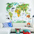 ufengke Cartoon World Map Cute Terrestrial and Aquatic Animals Wall Decals, Children's Room Nursery Removable Wall Stickers Murals