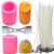 Buytra 2 Pack Cylinder 3D Bee Honeycomb Beehive Silicone Candle Molds with 50pcs Candle Wicks and Centering Device for Homemade Beeswax Candle Making Supplies Soaps Lotion Bars etc
