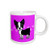 3dRose mug 12086 1 Cute Boston Terrier Purple Paw Print Background Ceramic Mug 11 Ounce