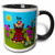3dRose mug 49954 4 Kate   Decorative SmudgeArt Art Design   Cat In Rainbow Socks  Two Tone Black Mug 11 oz Multicolor