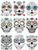 DaLin 9 Sheets Floral Day of the Dead Sugar Skull Temporary Face Tattoos for Halloween