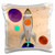 3D Rose Boys Rocket Ship with Planets Peach Background Design Pillowcase 16  x 16