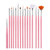 15PCS set Nail Tools Nail Brush Dotting Painting Drawing Pen Nail Art Gel Painting Pen  pink