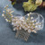 Unicra Bride Wedding Flower Hair Comb Bridal Leaves Side Comb Rhinestone Hair Accessories for Women and Girls  Gold