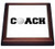 3dRose Coach Black Letters with Volleyball on White Background Trivet with Ceramic Tile 8 by 8  Brown