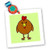 3dRose LLC Cute Brown Chicken with Green Background 10 by 10 Inch Quilt Square
