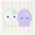 3dRose Cute Kawaii Octopus and Squid Pals on Striped Background   Greeting Cards 6 x 6 inches set of 6  gc 102745 1