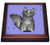 3dRose Cute Maine Coon Cartoon Cat Silver Tabby Purple with Pawprint Trivet with Ceramic Tile 8 by 8  Brown