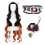 Kamado Nezuko Anime Cosplay Costume Wig Demon Slayer Kimetsu No Yaiba Kimono Halloween Gradient Hair With Bracelet Keychain