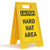 SmartSign  Caution   Hard Hat Area  Folding Floor Sign   25  x 12  Plastic