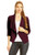 Casual 3 4 Sleeve Open Front Cardigan Jacket Work Office Blazer with Plus Size Plum 2XL