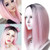 Ombre Pink Wig Short Straight Middle Part Wigs for Women Shoulder Length Colorful Wig Dark Roots Heat Resistant Synthetic Full Wigs Natural Looking 14inches