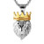 HZMAN Men s Silver Gold Tone Stainless Steel Lion King Pendant Necklace Cable Wheat 22 2  Chain  Silver   Gold