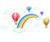 HERRA Rainbow Cloud Fire Balloon Wall Decal Wall Sticker Home Decor Peel and Stick Removable Rainbow Cloud Fire Balloon Wall Stickers Wall Mural for Kids Nursery Bedroom Living Room