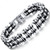 OSTAN Men s Stainless Steel Chain Link Bracelet Bike Wrist  Black Silver