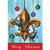 Merry Christmas Blue Crabs on Fleur de Lis 18 x 13 Rectangular Screenprint Small Garden Flag