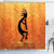 Ambesonne Retro Shower Curtain Kokopelli Character Print on Grunge Background Cloth Fabric Bathroom Decor Set with Hooks 70  Long Orange Black