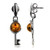 Sterling Silver Amber Key Dangle Stud Earrings