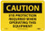 NMC C376R OSHA Sign Legend  CAUTION   EYE PROTECTION REQUIRED WHEN OPERATING THIS EQUIPMENT  10  Length x 7  Height Rigid Plastic Black on Yellow