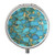 Pill Case   Three Compartment Round Pocket Purse Travel Pill Box    Turquoise Blue