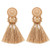 Boderier Bohemian Statement Thread Tassel Chandelier Drop Dangle Earrings with Cassandra Button Stud (Brown)