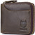BULLCAPTAIN Men s Genuine Leather Zipper Wallet RFID Blocking Bifold Multi Card Holder Purse  Deep brown