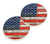 American Flag Distressed Wood Look Set of 2 Ceramic Car Coaster Pack