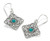 Stera Jewelry Unique 925 Sterling Silver Filigree Diamond Shape Compressed Turquoise Dangle Earrings