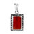 AeraVida Greek Key Frame Reconstructed Red Coral 925 Sterling Silver Pendant