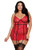 Dreamgirl Women s Plus Size Stretch Lace Underwire Garter Slip with G String Ruby 1X